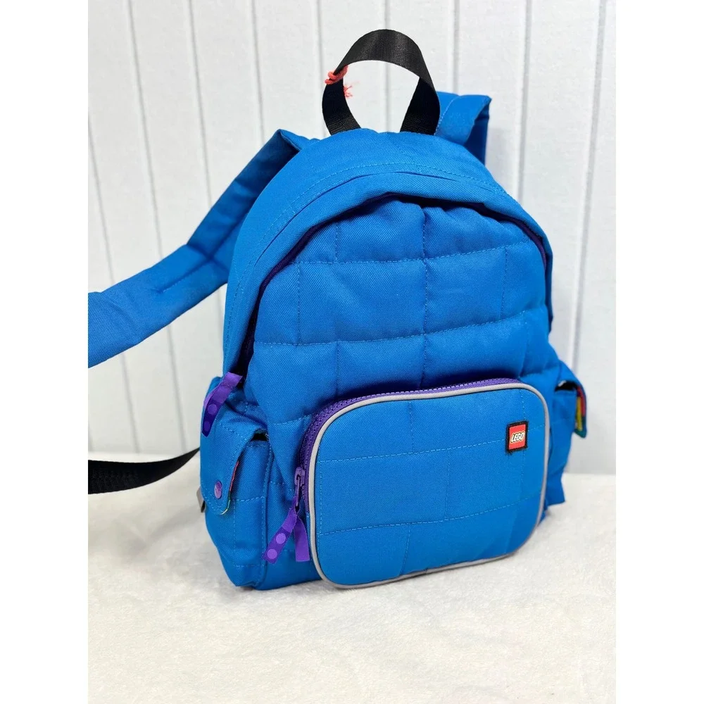 LEGO x Target Quilted Puffer Backpack Blue Limited Edition Brick Pattern NWT